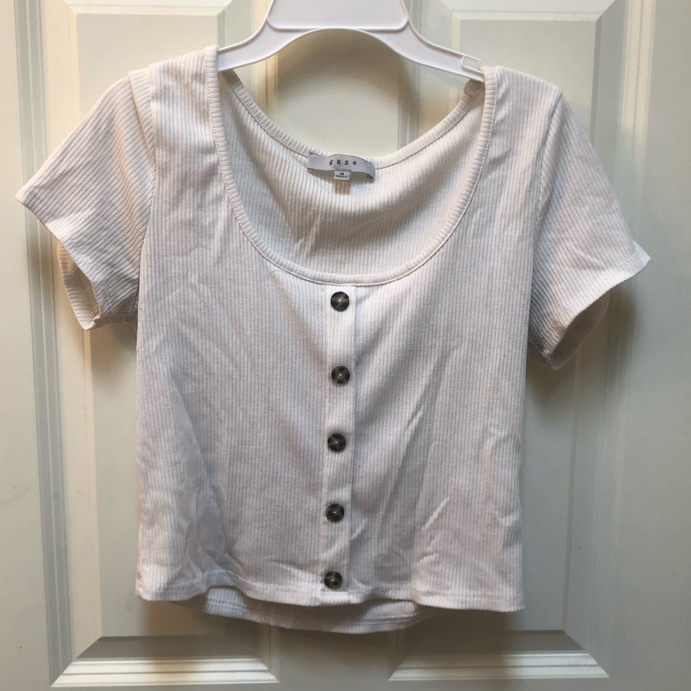 White Button Down Crop Top